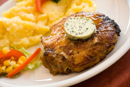 Pork steak,potato salad