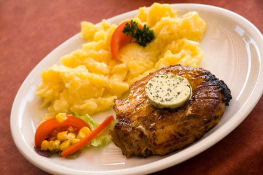 Pork steak,potato salad