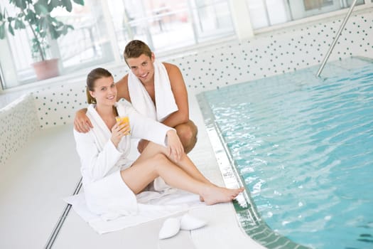Luxury spa - young happy couple relax