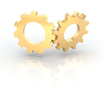 Two golden cogwheels