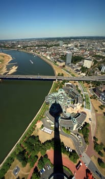 View from the Rhine Tower to the Landtag