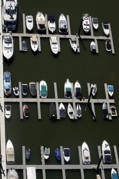 View from the Rhine Tower to the Media Harbour