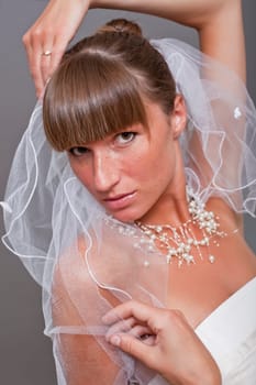 portrait of beautiful bride with veil