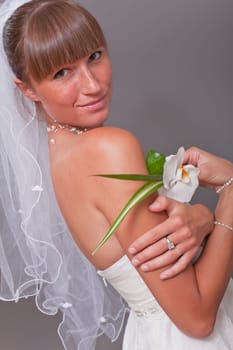 happy bride with flower