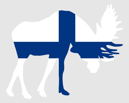 Fighting moose in Finland flag