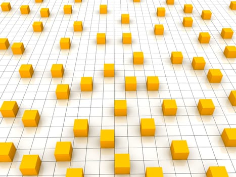 Orange cubes and grid