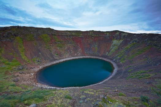 Kerid, volcanic crater lake in the Grimsnes area, south Iceland