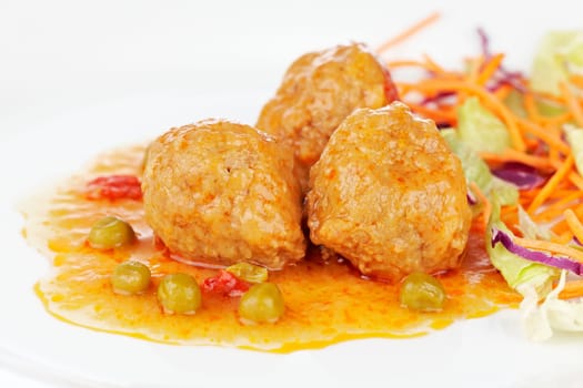 Meatballs with salad