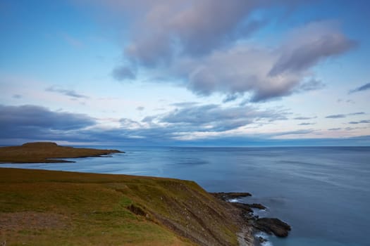 Sunset in Faskrudsfjordur, East Fjords, Iceland