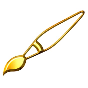 3D Golden Artist Paint Brush