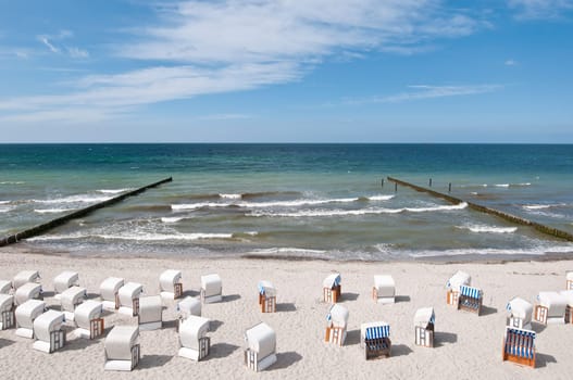 Baltic Sea beach with beach chairs