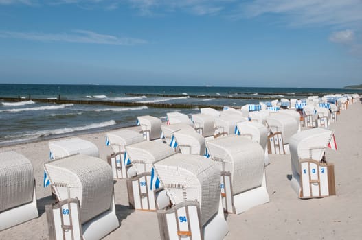 Baltic Sea beach with beach chairs