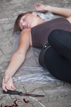 killed woman with bloody knife