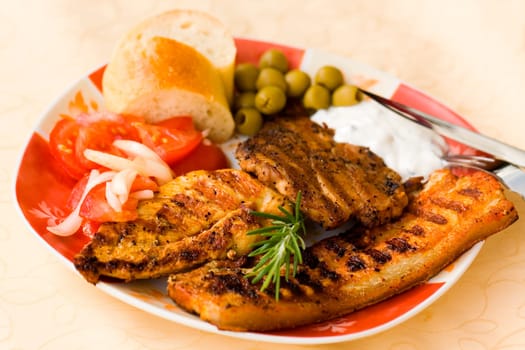 Grill,poultry and bacon