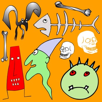 various Halloween elements