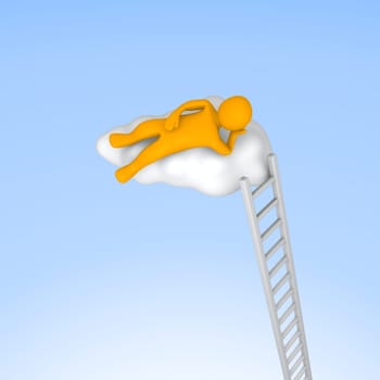 Man lying on cloud
