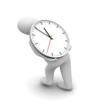 Man carrying heavy clock