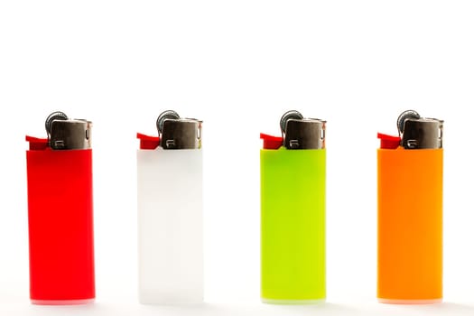 Colorful row of lighters
