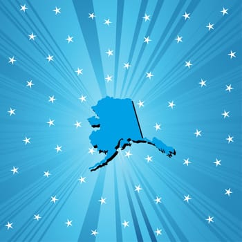 Blue map of Alaska