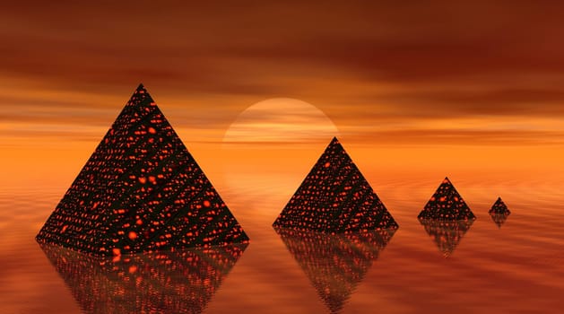 Pyramids by sunset