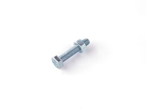 Nut and bolt on a white background.