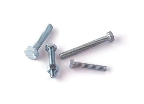 Nut and bolt on a white background.