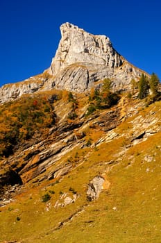Isolated rocky peak,Alps,Switzerland