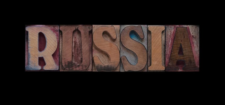 Russia in old letterpress wood type