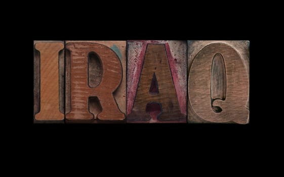 Iraq in old letterpress wood type