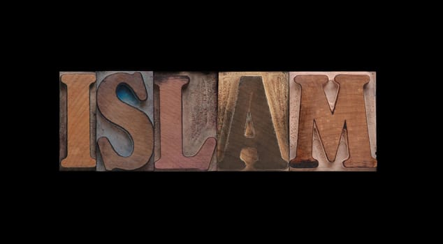 Islam in old letterpress wood type