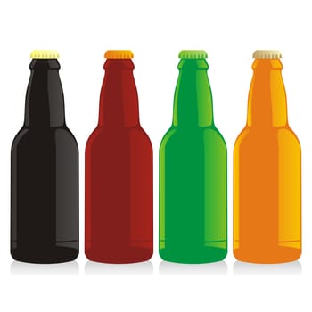 isolated beer bottles set