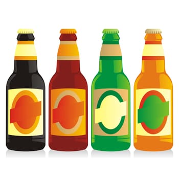 isolated beer bottles set
