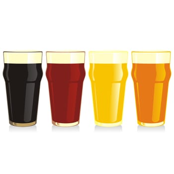 isolated beer glasses set