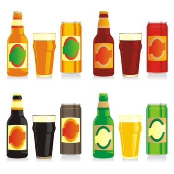 isolated different beer containers