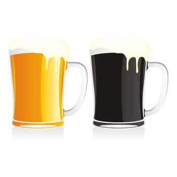 isolated beer mugs