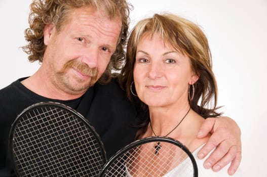 mature tennis couple