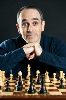 Man at chess board