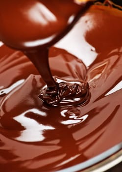 Melted chocolate and spoon