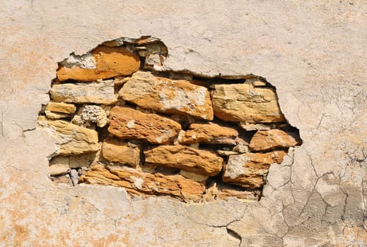 old dilapidated house wall