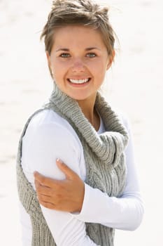 Portrait Of Pretty Teenage Girl On Beach