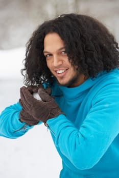 Young Man About To Throw Snowball