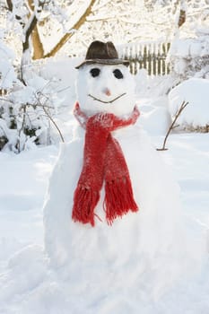 Snowman In Garden