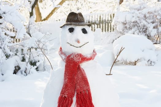 Snowman In Garden