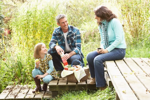 Parents And Children Having Picnic In Countryside