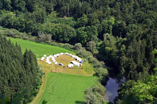 Tented camp on the upper Danube