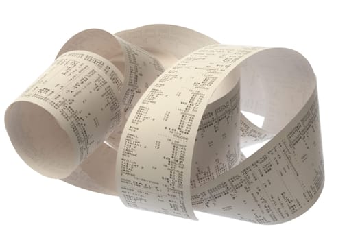 coil of paper from a printing adding machine or cash register