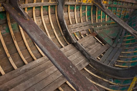 The inside of a boat
