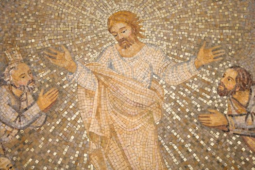 Mosaic of Christ and His disciples in St Peter's Basilica. Horizontal shot.