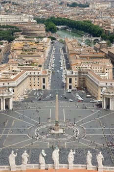 St Peter's Square with Vatican City in the background. Vertical shot.