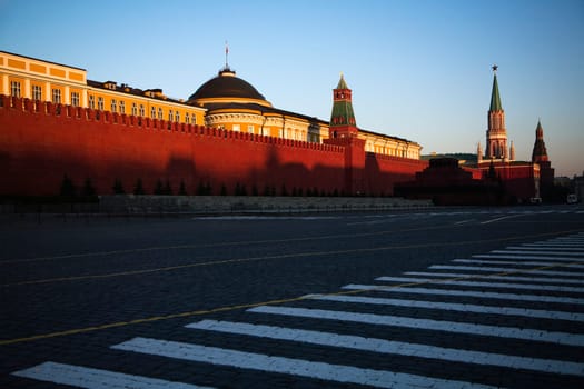 Outside walls of the Kremlin in Moscow, Russia. Horizontal shot.